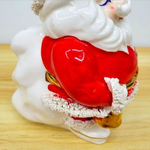 1950's Spaghetti Trim Blue Eyes Santa Claus with Bag of Toys Bank - Picture 6 of 12